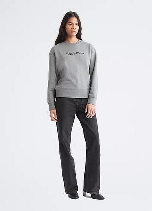 Свитшот calvin klein, серый свитшот zara, relaxed fit standard logo crewneck sweatshirt4 фото