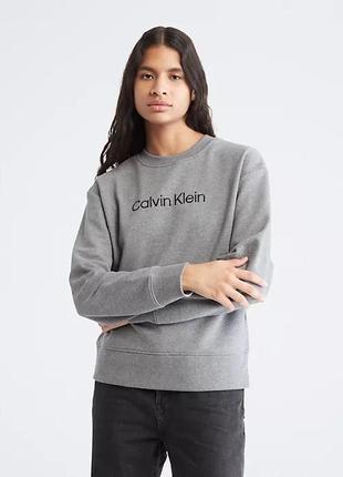 Свитшот calvin klein, серый свитшот zara, relaxed fit standard logo crewneck sweatshirt1 фото