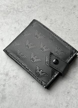 Гаманець шкіряний emporio armani чорний з еко шкіри гаманець, подарунок для хлопця чоловіка недорого армані