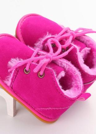 Демисезонные пинетки-ботинки для девочки 13см,11см малиновые1 фото