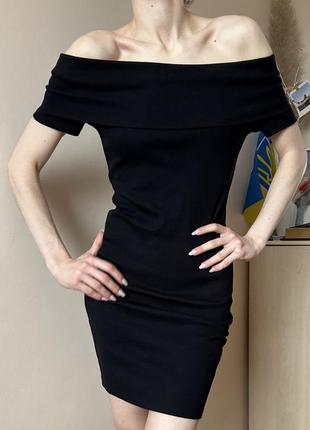 Очень красивое трендовое черное платье по фигуре с открытыми плечами h&m3 фото