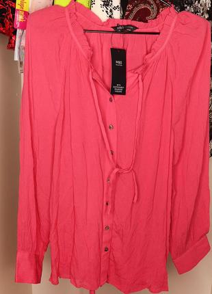 Новая розовая рубашка, тянется, размер 463 фото