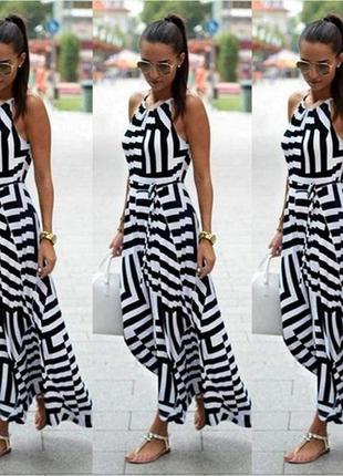 Сарафан в полоску длинное платье