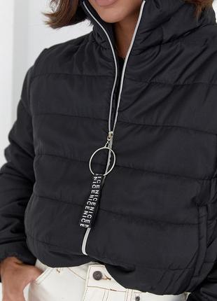 Демисезонная куртка женская на синтепоне на молнии черная2 фото