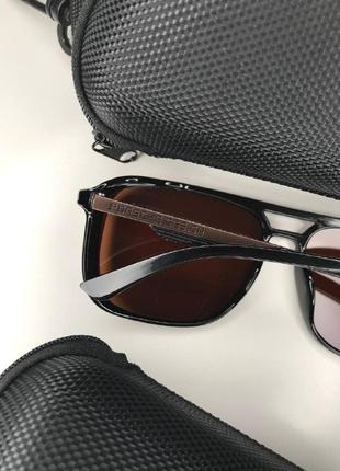 Мужские очки солнцезащитные porsche черные квадратные с шторками design polarized uv400 с поляризацией7 фото