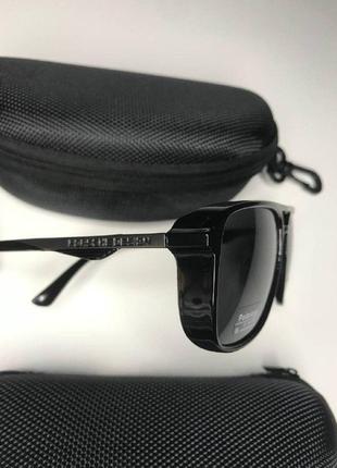 Мужские очки солнцезащитные porsche черные квадратные с шторками design polarized uv400 с поляризацией5 фото