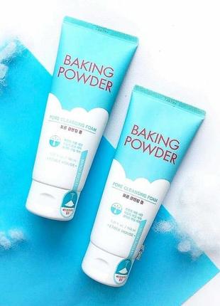 Очищаюча і зменшує пори пінка etude house baking powder pore cleansing foam, 160 мл2 фото