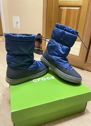 Черевики crocs jibbitz lodgepoint shiny сині крокс сапоги дутіки5 фото