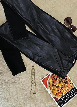 Брюки с кожаными вставками