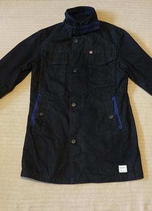 Черный мощный х/б фирменный тренчкот g star raw голландия m.