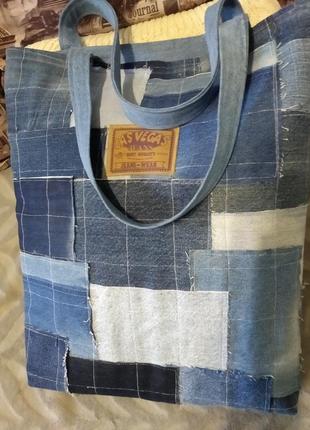 Стильная молодежная джинсовая сумка2 фото