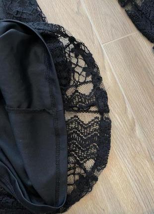Черное итальянское кружевное платье3 фото