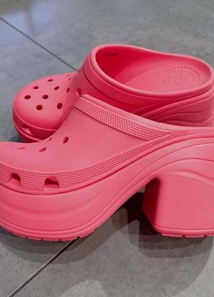 Крокс платформа каблук розовые crocs siren clog hyper pink3 фото