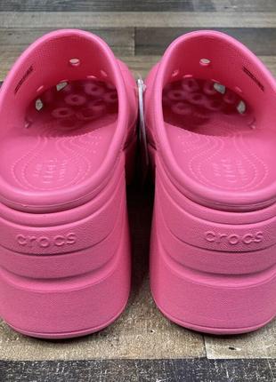 Крокс платформа каблук розовые crocs siren clog hyper pink7 фото