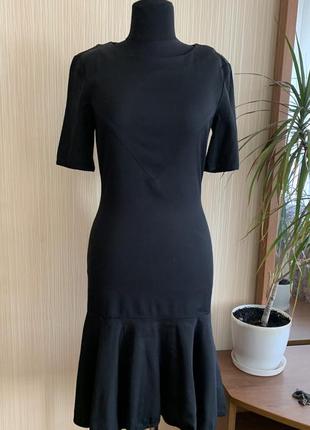 Стильное черное платье миди платья h&m размер s/m