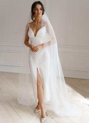 Белое платье футляр миди с разрезом топ 🔝💥 свадебное белое платье, платье на роспись, весилку, загс, белое вечернее платье, белое вечернее платье2 фото