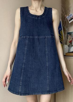 Шикарный джинсовый структурированный сарафан платье