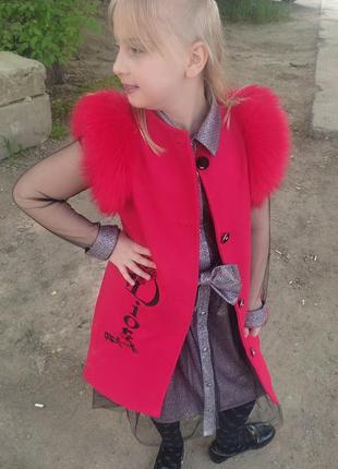 Детская кашемировая жилетка безрукавка пальто4 фото