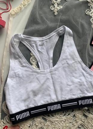 👙отменный белый спортивный топ puma/спортивный белый топ без чашек на резинке👙