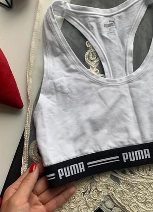 👙отменный белый спортивный топ puma/спортивный белый топ без чашек на резинке👙4 фото