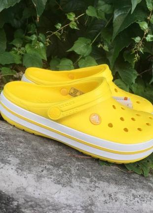 Сабо крокс крокбэнд клог желтые лимони crocs crocband clog yellow lemon/white2 фото