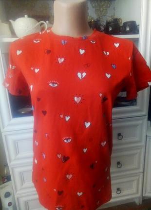 Базовая красивая молодежная красная яркая стильная футболка майка коттон трикотаж домашняя одежда пижама красная коттон красивая
