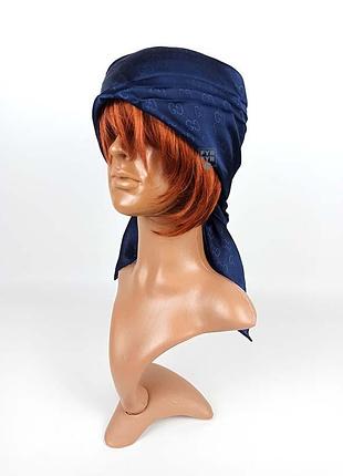 Шовкова бандана хустка хустка синя однотонна 100% шовк 70х70 якісна нова