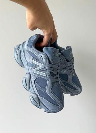 Шикарные женские и мужские кроссовки new balance 9060 arctic grey blue серо-голубые