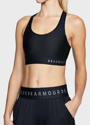 Женский черный спортивный топ under armour mid keyhole bra 34/xs