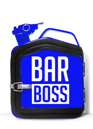 Каністра-бар на 5л. з принтом оригінальний подарунок чоловікові "bar boss" білий5 фото