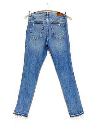 Mex 30 eur 40 zara джинсы высокие голубые стрейчевые рваные с лампасами облегающие2 фото