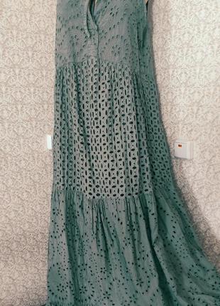 Max mara длинное платье с прошвой платье макси итальянское платье сарафан7 фото