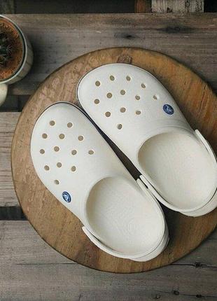 Крокс крокбэнд клог белые crocs crocband clog unisex white6 фото