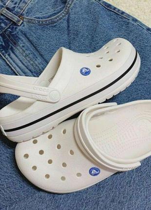 Крокс крокбэнд клог белые crocs crocband clog unisex white7 фото