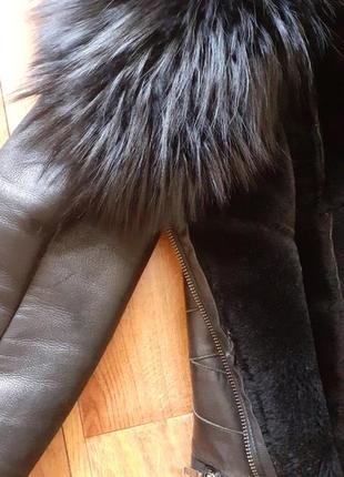 Пальто шкіряне з чорнобуркою8 фото