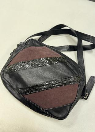 Винтажная кожаная сумка,кросс -боди, тканная сумка1 фото