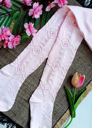 Нежно-розовые ажурные колготы