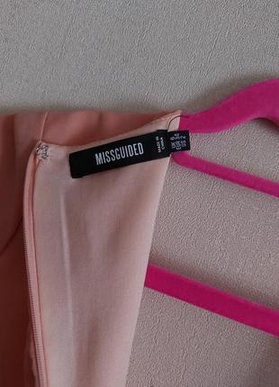 Розово-персиковое платье-мини, свободного кроя, с v-образным вырезом missguided (размер 34-36)7 фото