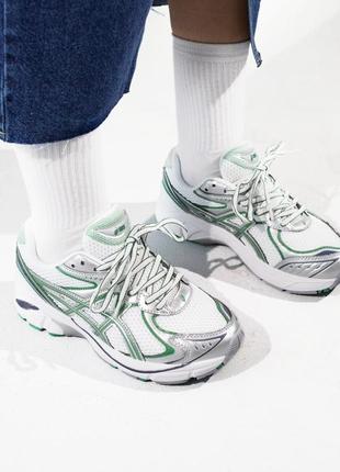 Жіночі кросівки asics gt-2160 white silver green асікс білого з сріблястим та зеленим кольорів4 фото
