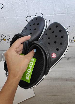 Крокс крокбэнд клог черные slides crocs crocband clog black8 фото