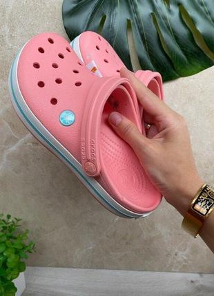 Крокс крокбенд клог рожеві crocs crocband melon/ice blue clog1 фото