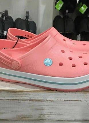 Крокс крокбенд клог рожеві crocs crocband melon/ice blue clog5 фото