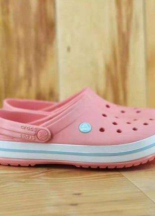 Крокс крокбенд клог рожеві crocs crocband melon/ice blue clog6 фото