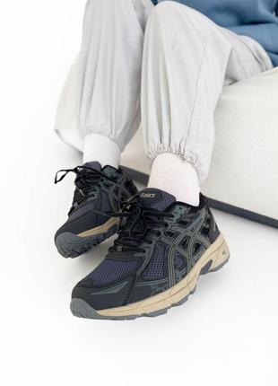 Жіночі кросівки asics gel-venture black grey асікс сірого з чорним кольорів