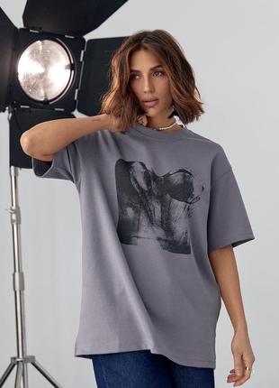 Женская футболка свободного кроя с принтом корсет5 фото