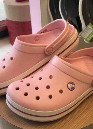 Крокс крокбенд клог сабо пудрові crocs crocband clog pearl pink/wild orchid6 фото