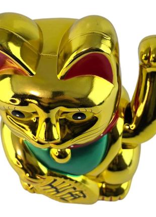 Кошка манэки-нэко машущая лапой "золотая лапка" пластик (25,5х18х14 см)4 фото