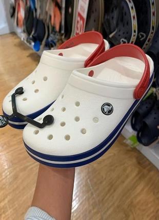 Крокс крокбэнд клог белые crocs crocband white blue clog1 фото