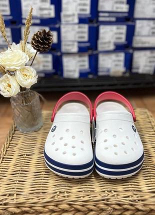 Крокс крокбэнд клог белые crocs crocband white blue clog9 фото