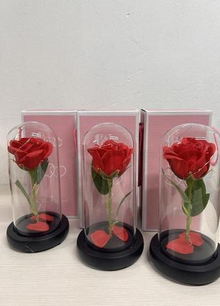 Роза в колбе большая с подсветкой, красная, роза в колбе с подсветкой3 фото